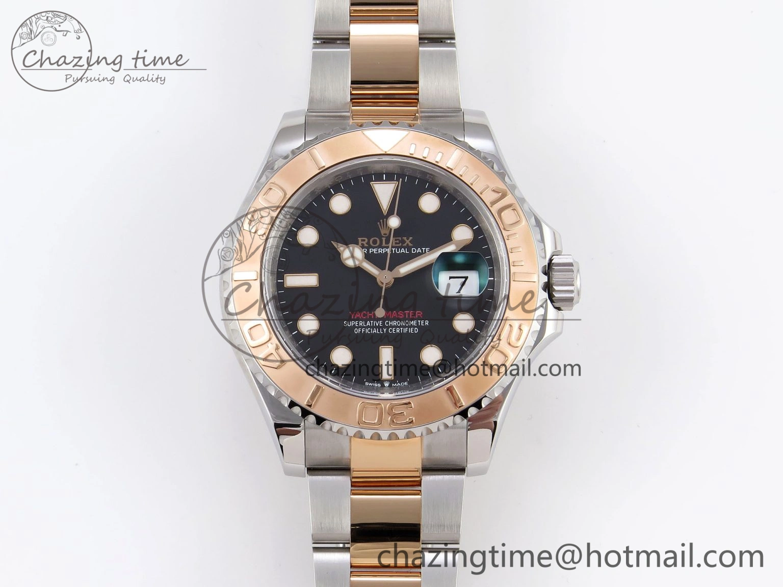 Yacht-Master 126621 SS RG 904L Steel VSF 1:1 Best Edition Black Dial on SS RG Bracelet VS3235