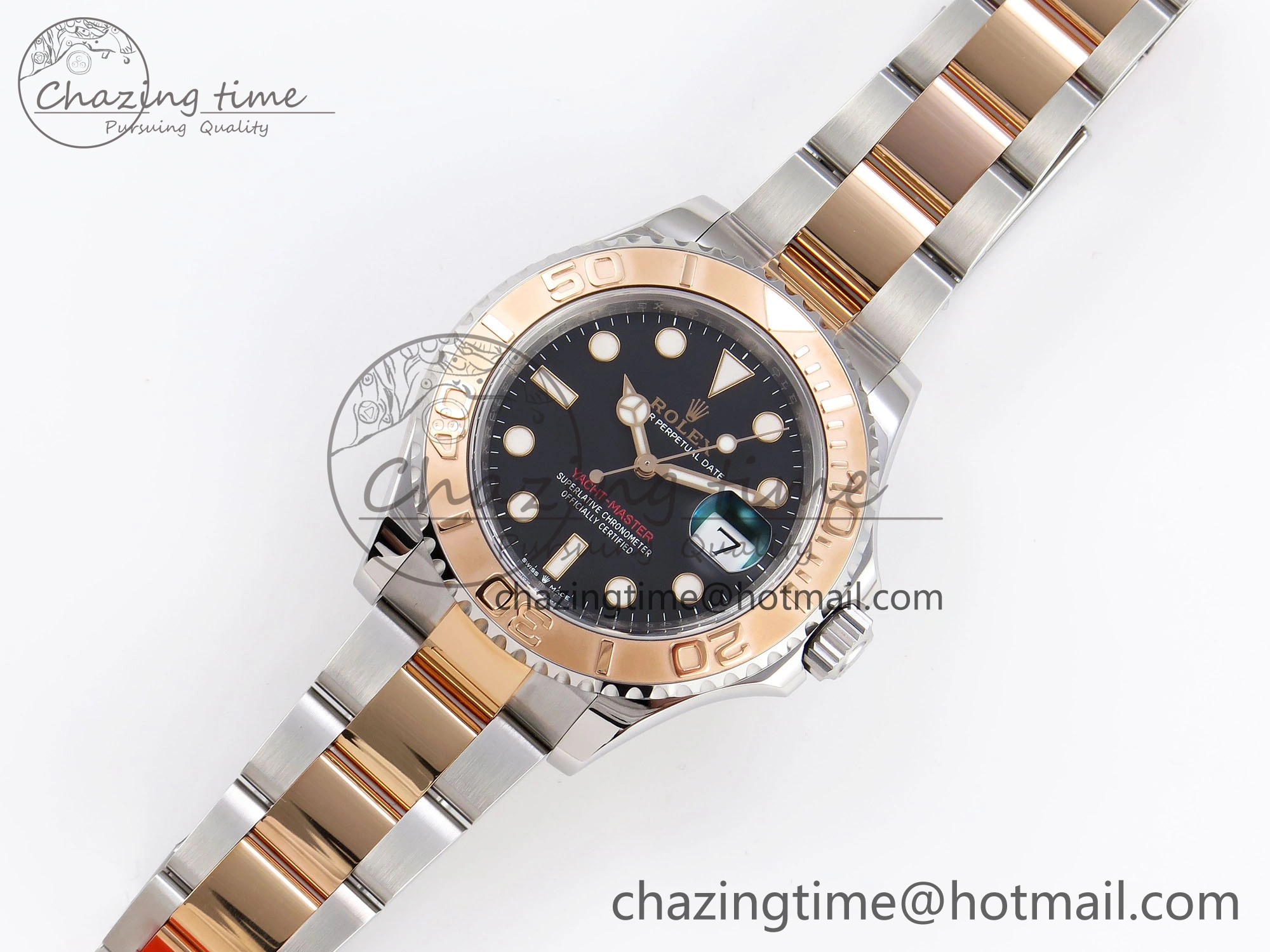 Yacht-Master 126621 SS RG 904L Steel VSF 1:1 Best Edition Black Dial on SS RG Bracelet VS3235
