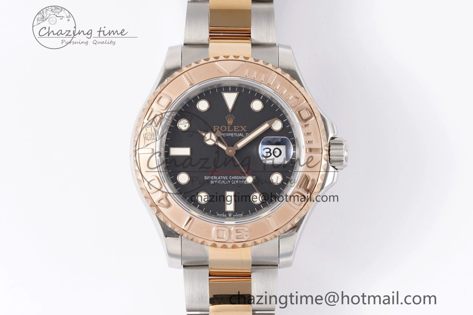 Yacht-Master 126621 SS RG APSF Best Edition Black Dial on SS RG Bracelet A3235