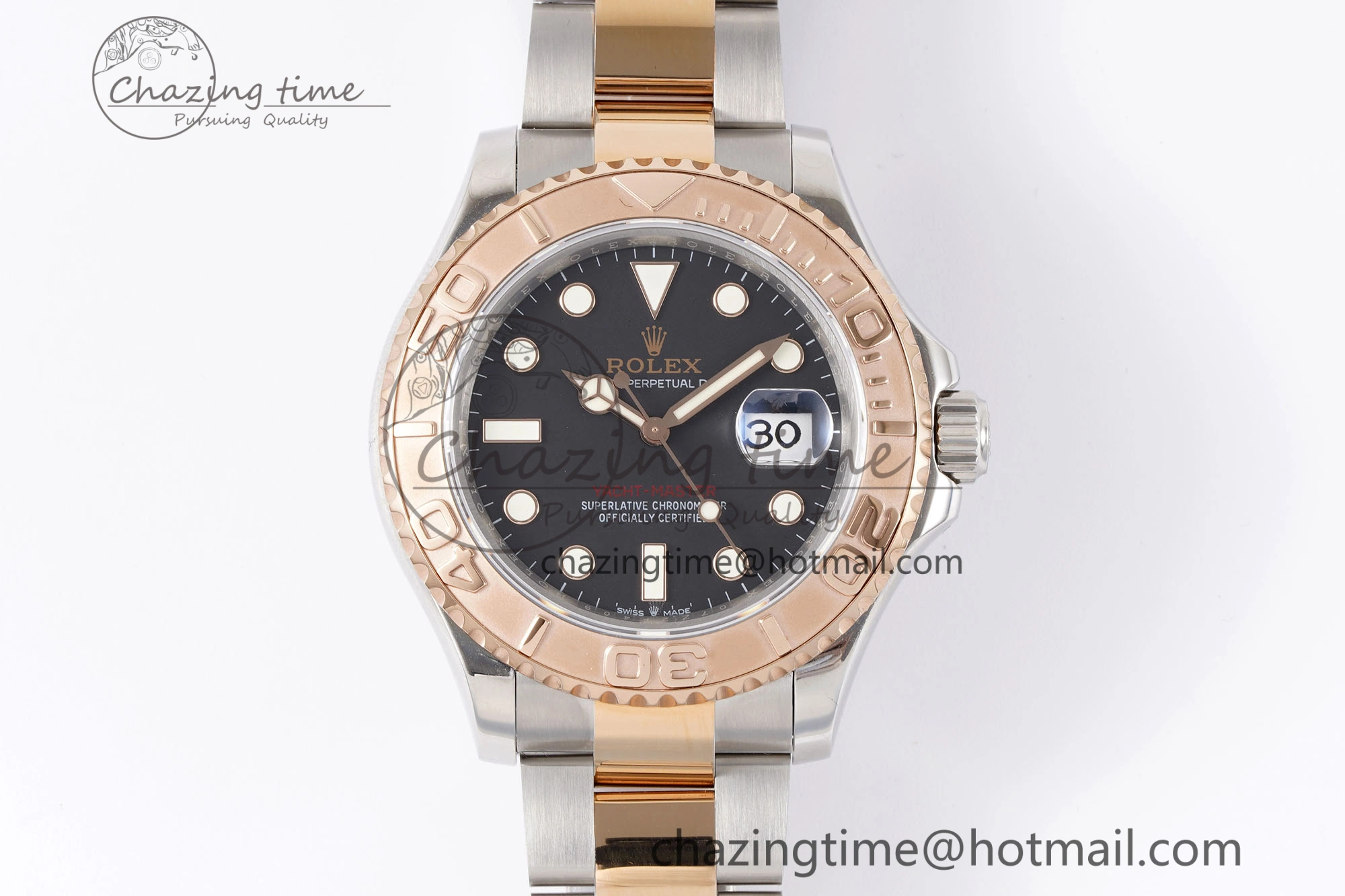 Yacht-Master 126621 SS RG APSF Best Edition Black Dial on SS RG Bracelet A3235