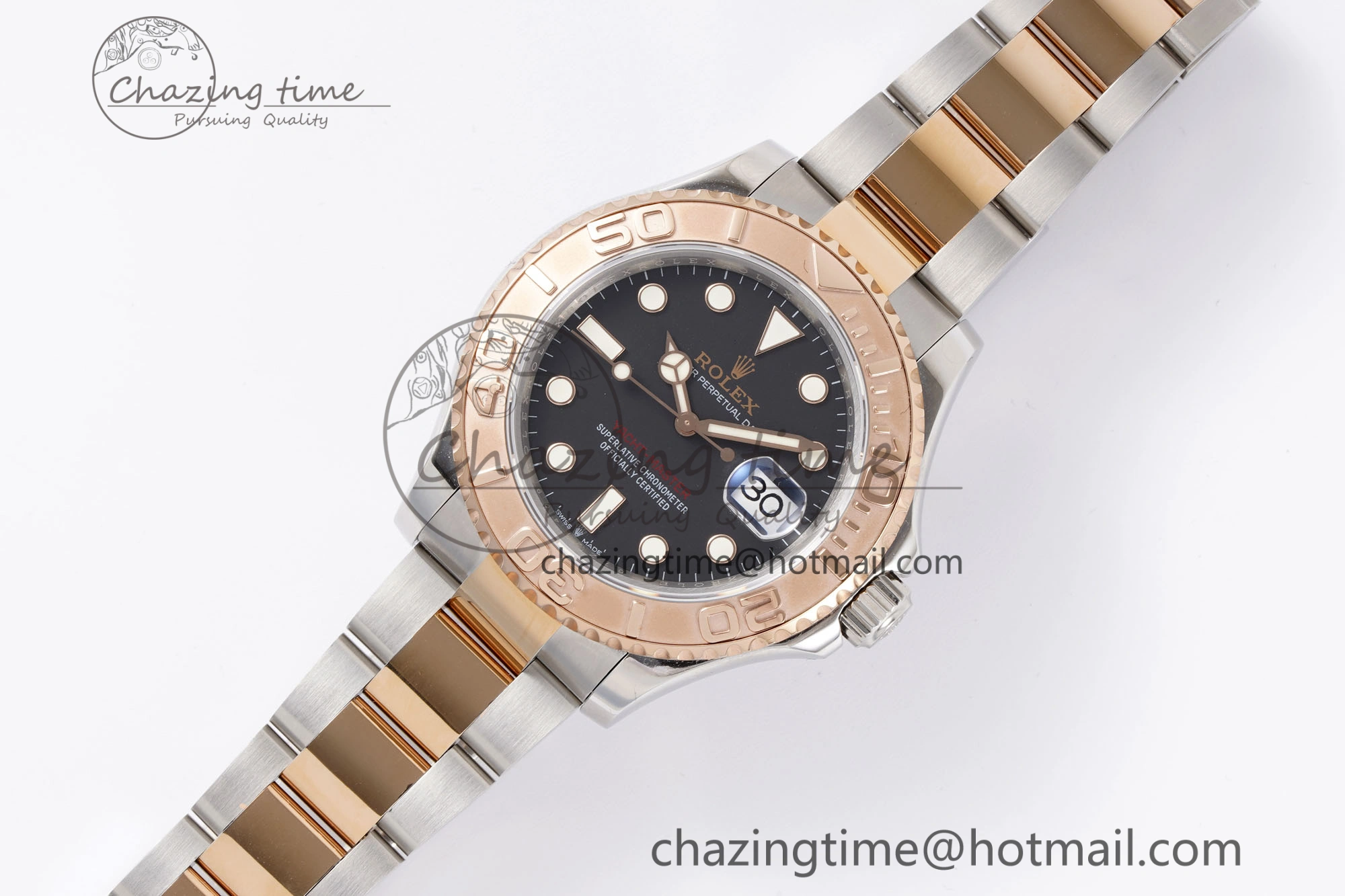 Yacht-Master 126621 SS RG APSF Best Edition Black Dial on SS RG Bracelet A3235