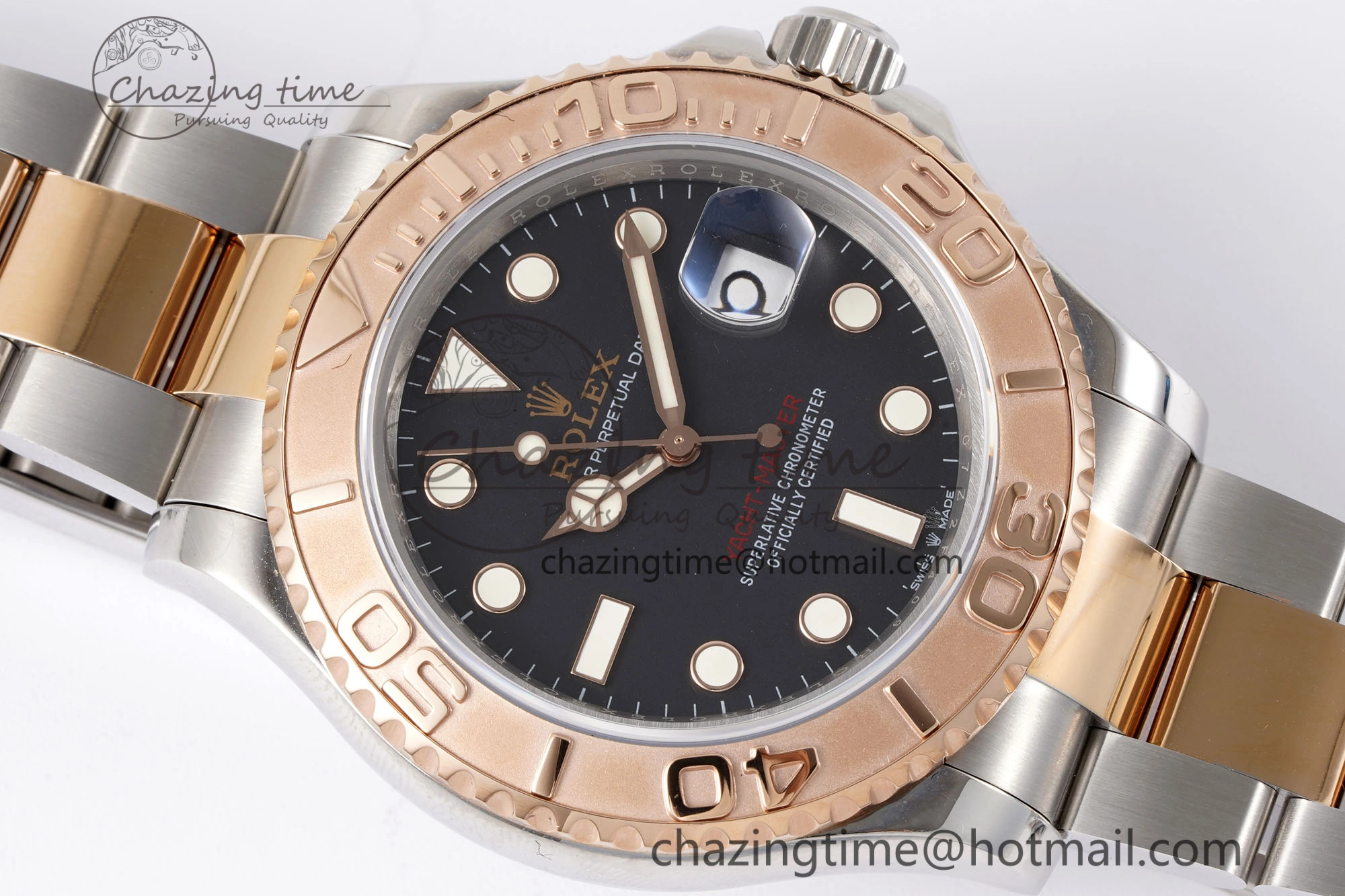 Yacht-Master 126621 SS RG APSF Best Edition Black Dial on SS RG Bracelet A3235
