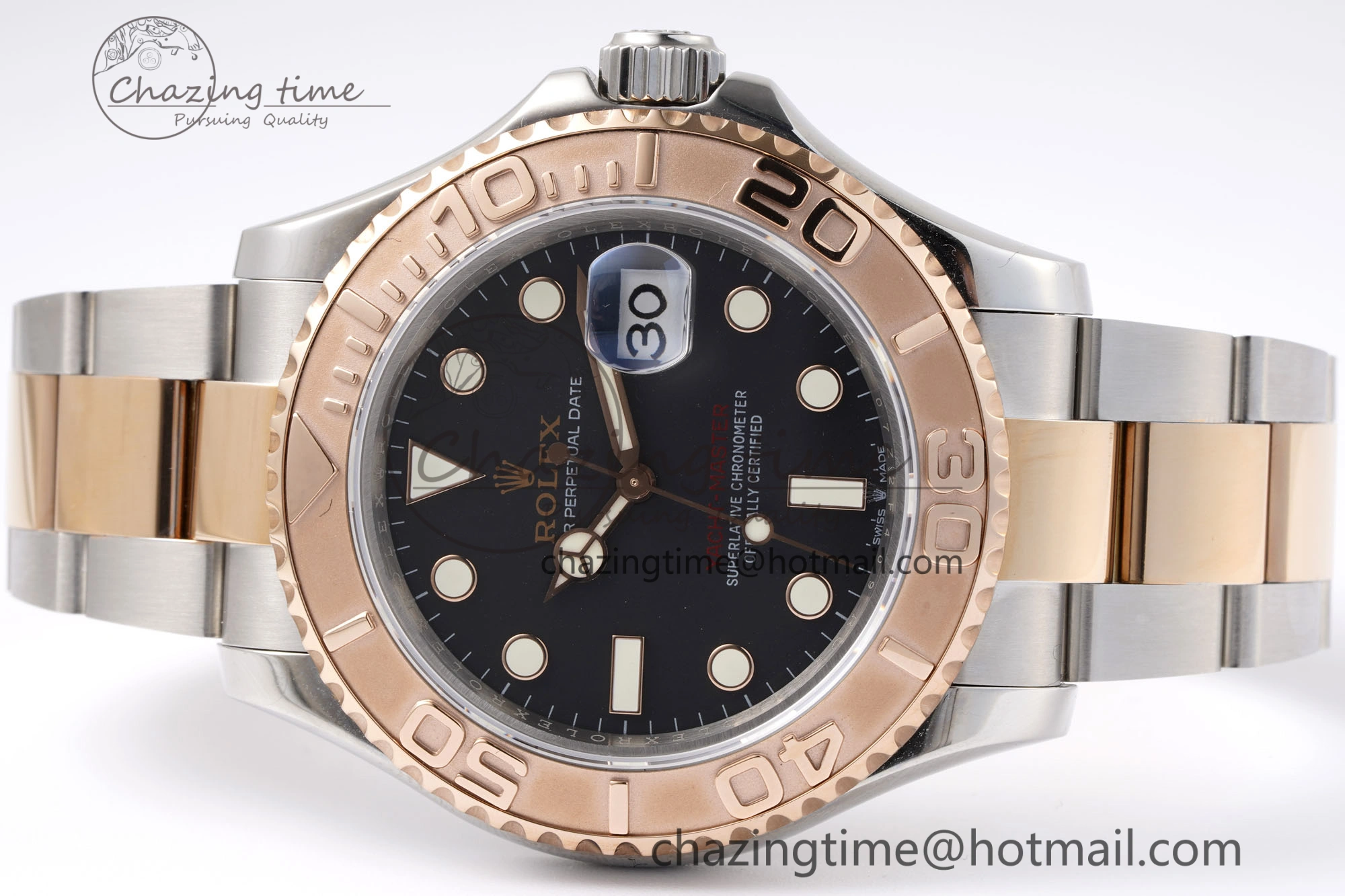 Yacht-Master 126621 SS RG APSF Best Edition Black Dial on SS RG Bracelet A3235