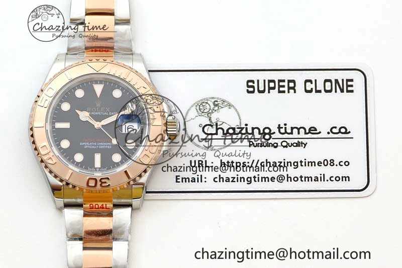 Yacht-Master 126621 SS RG EWF 1:1 Best Edition Black Dial on SS SS RG Bracelet A3235