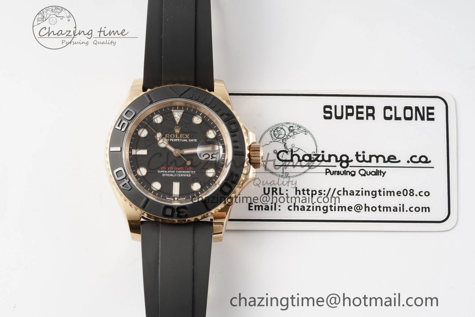 Yacht-Master 126655 C+F 1:1 Best Edition Black Ceramic Bezel on Oysterflex Rubber Strap VR3235