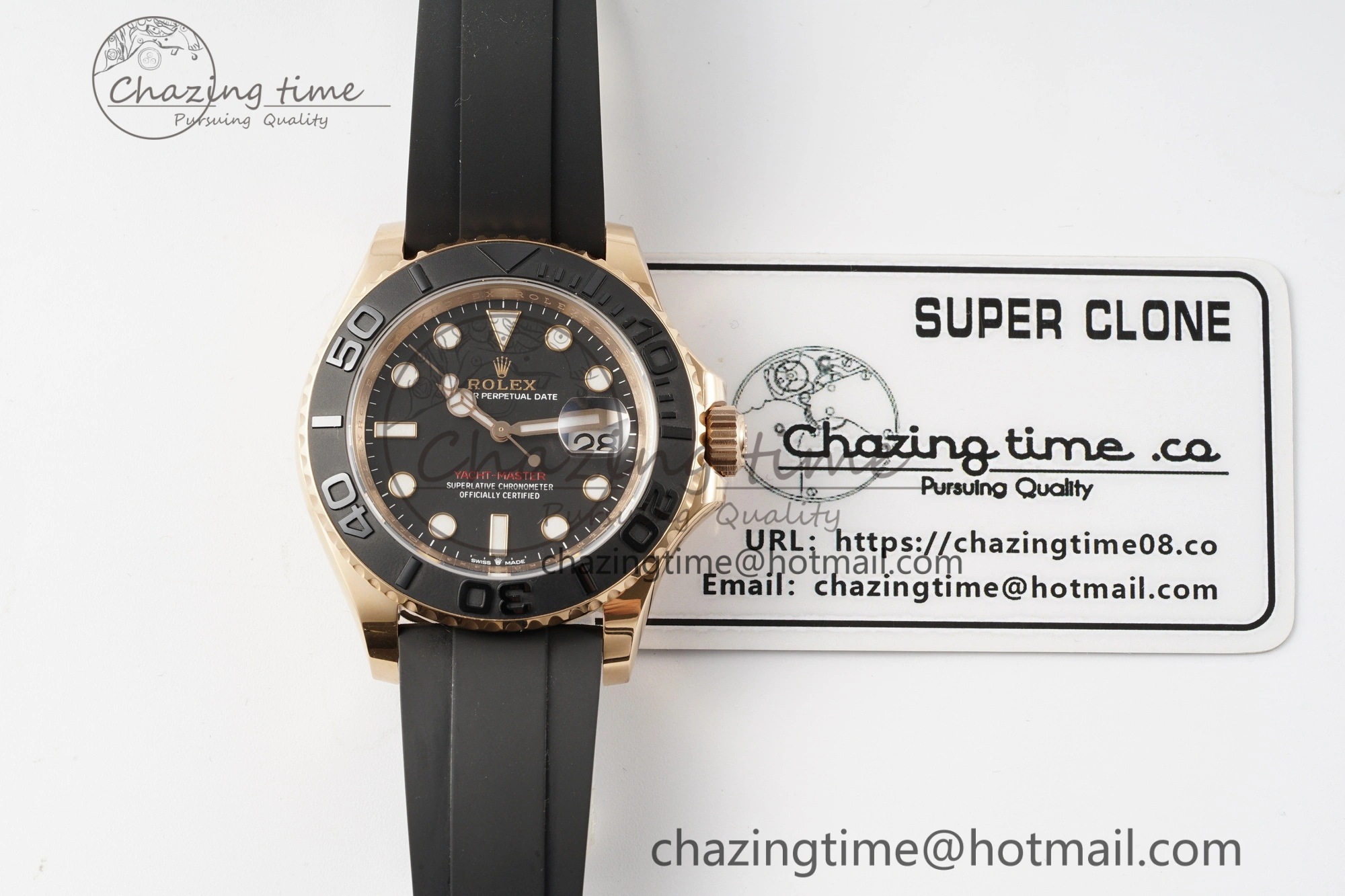 Yacht-Master 126655 C+F 1:1 Best Edition Black Ceramic Bezel on Oysterflex Rubber Strap VR3235