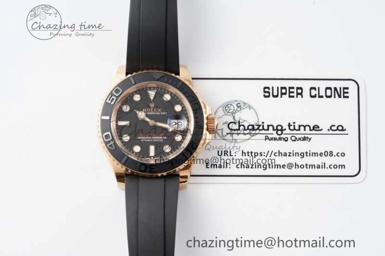 Yacht-Master 126655 Clean 1:1 Best Edition Black Ceramic Bezel on Oysterflex Strap VR3235