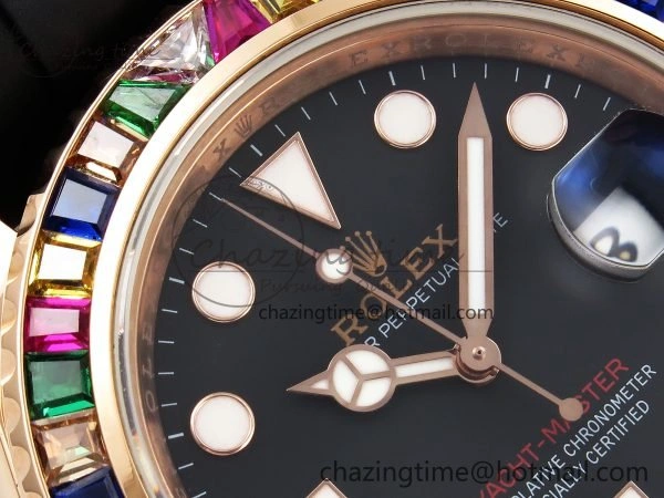 Yacht-Master 126655 KF 1:1 Best Edition Rainbow Bezel RG Wrapped on Oysterflex Strap VR3235 (Gen Weight)