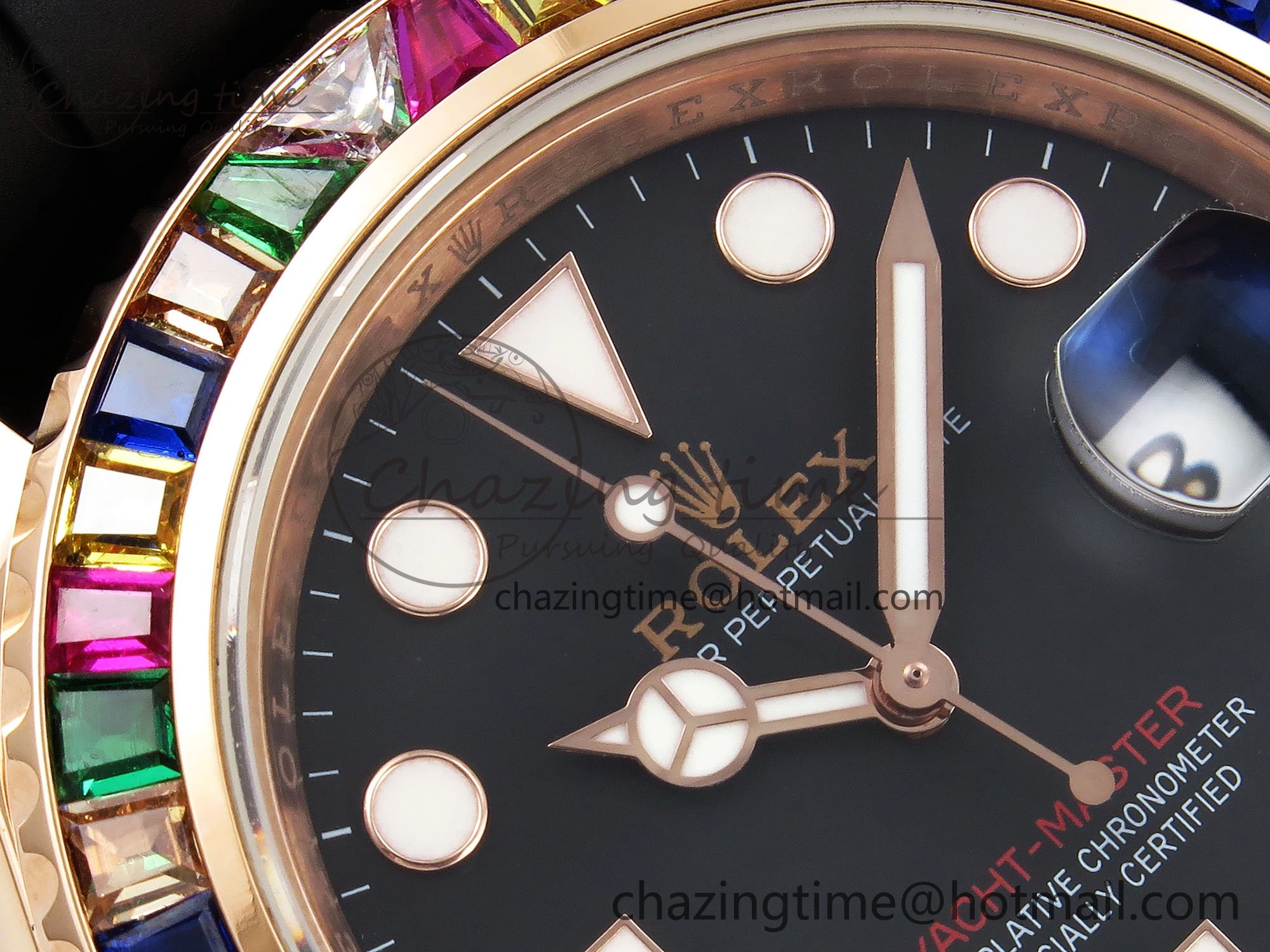 Yacht-Master 126655 KF 1:1 Best Edition Rainbow Bezel RG Wrapped on Oysterflex Strap VR3235 (Gen Weight)