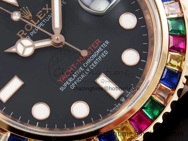 Yacht-Master 126655 KF 1:1 Best Edition Rainbow Bezel RG Wrapped on Oysterflex Strap VR3235 (Gen Weight)