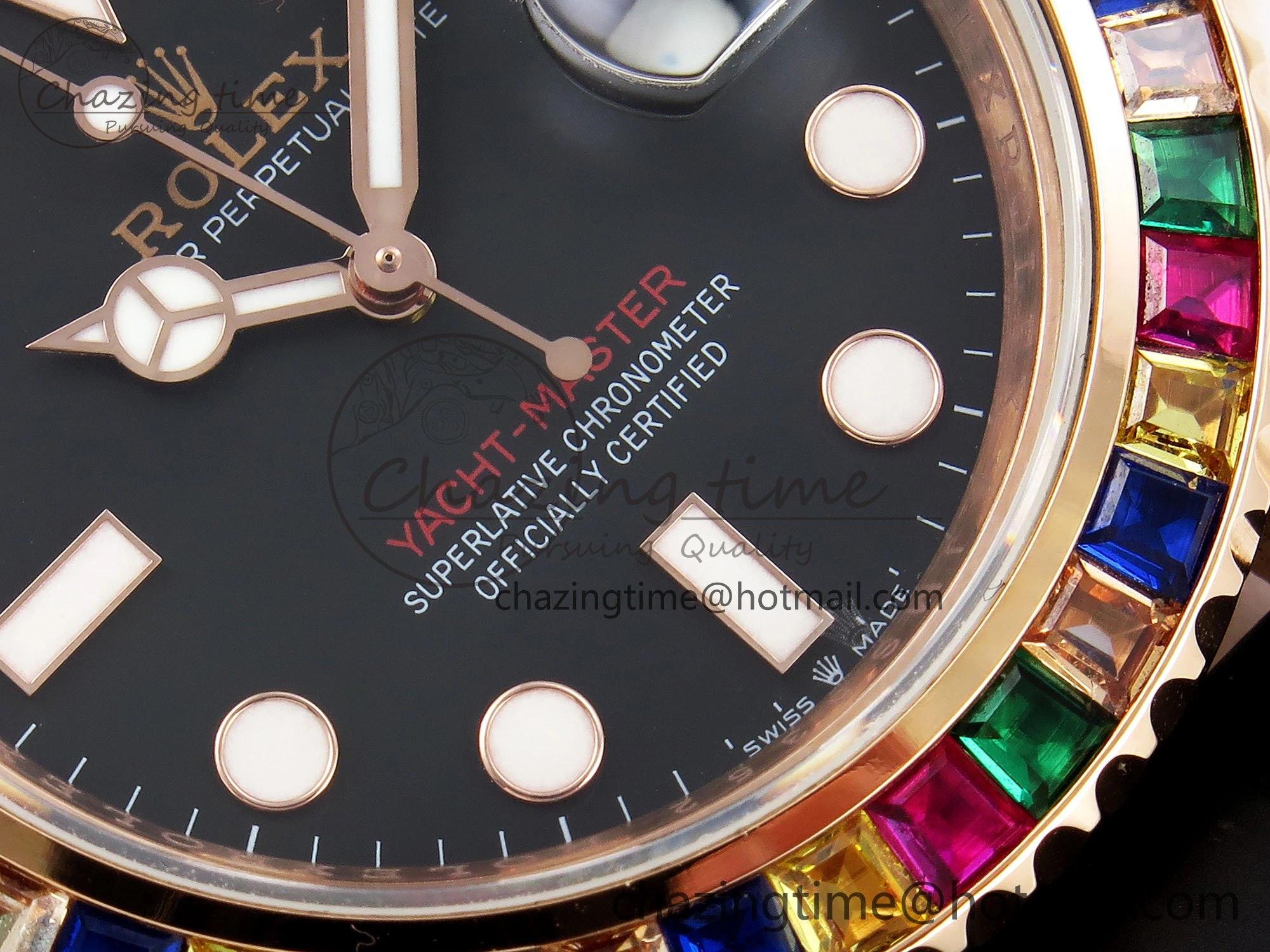 Yacht-Master 126655 KF 1:1 Best Edition Rainbow Bezel RG Wrapped on Oysterflex Strap VR3235 (Gen Weight)