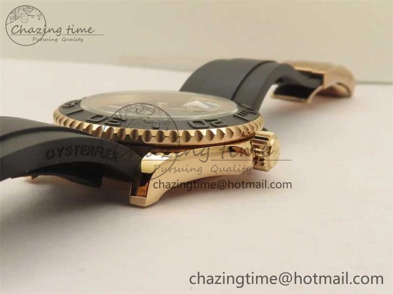 Yacht-Master 126655 RG 3EF 1:1 Best Edition Black Ceramic Bezel on Black Rubber Strap VS3235