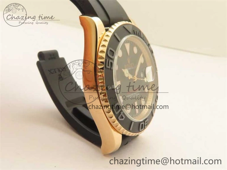Yacht-Master 126655 RG 3EF 1:1 Best Edition Black Ceramic Bezel on Black Rubber Strap VS3235