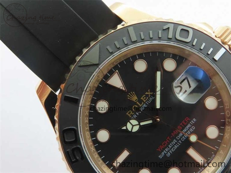 Yacht-Master 126655 RG 3EF 1:1 Best Edition Black Ceramic Bezel on Black Rubber Strap VS3235