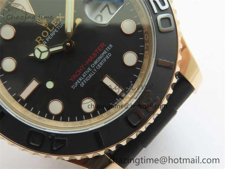 Yacht-Master 126655 RG 3EF 1:1 Best Edition Black Ceramic Bezel on Black Rubber Strap VS3235