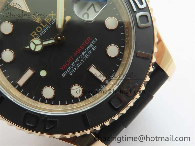 Yacht-Master 126655 RG 3EF 1:1 Best Edition Black Ceramic Bezel on Black Rubber Strap VS3235