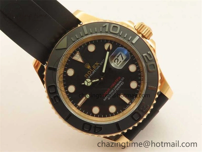 Yacht-Master 126655 RG 3EF 1:1 Best Edition Black Ceramic Bezel on Black Rubber Strap VS3235