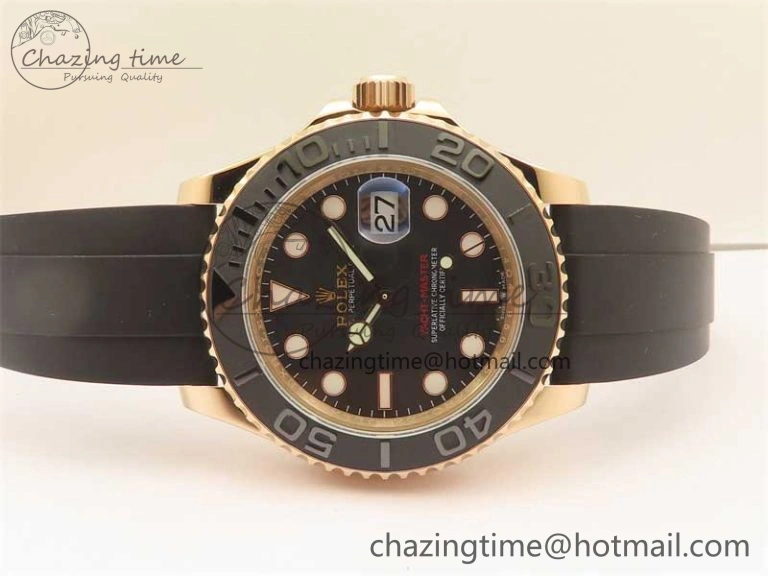 Yacht-Master 126655 RG 3EF 1:1 Best Edition Black Ceramic Bezel on Black Rubber Strap VS3235