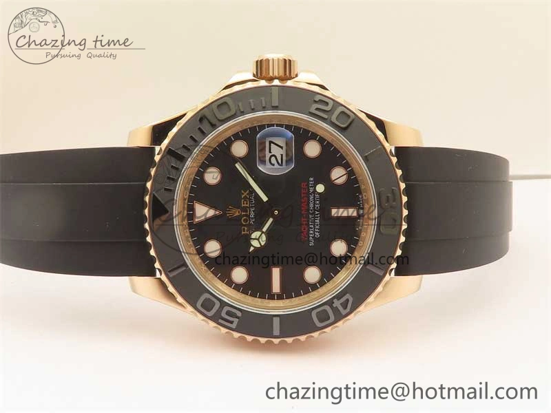 Yacht-Master 126655 RG 3EF 1:1 Best Edition Black Ceramic Bezel on Black Rubber Strap VS3235