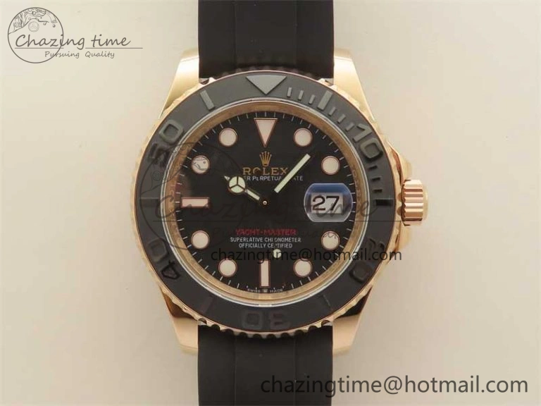 Yacht-Master 126655 RG 3EF 1:1 Best Edition Black Ceramic Bezel on Black Rubber Strap VS3235