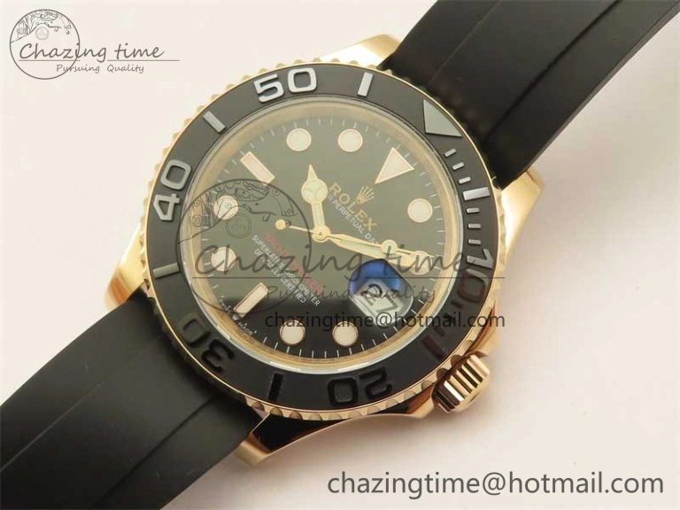 Yacht-Master 126655 RG 3EF 1:1 Best Edition Black Ceramic Bezel on Black Rubber Strap VS3235