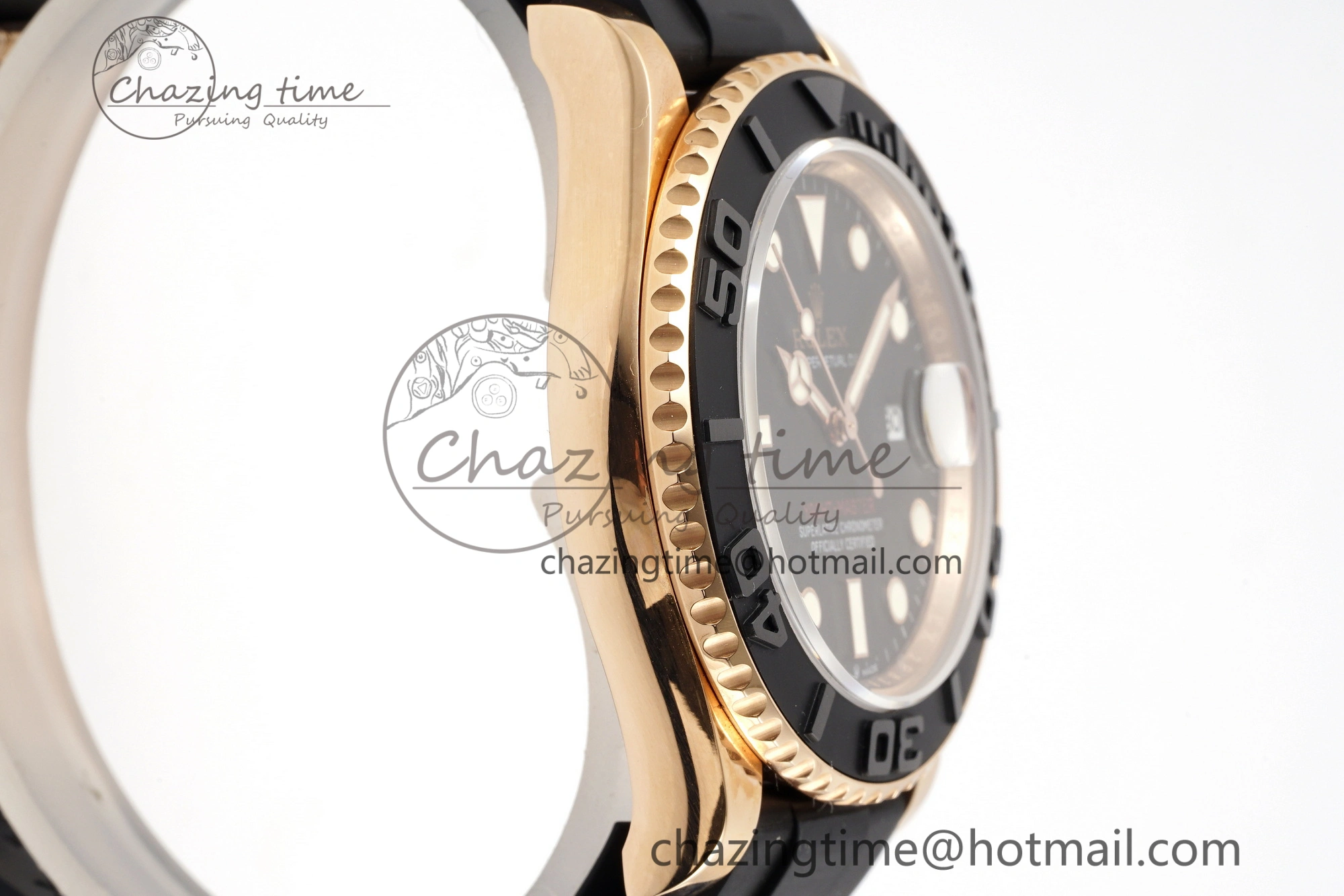 Yacht-Master 126655 RG APSF Best Edition Black Dial on Black Rubber Strap A3235