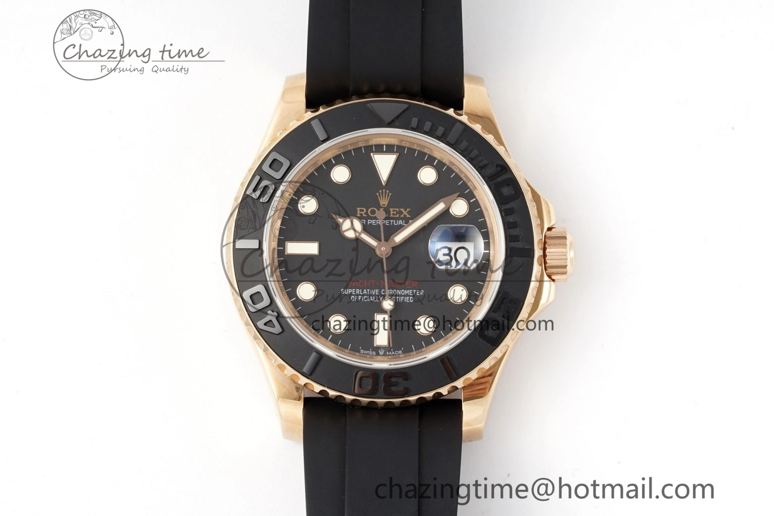 Yacht-Master 126655 RG APSF Best Edition Black Dial on Black Rubber Strap A3235