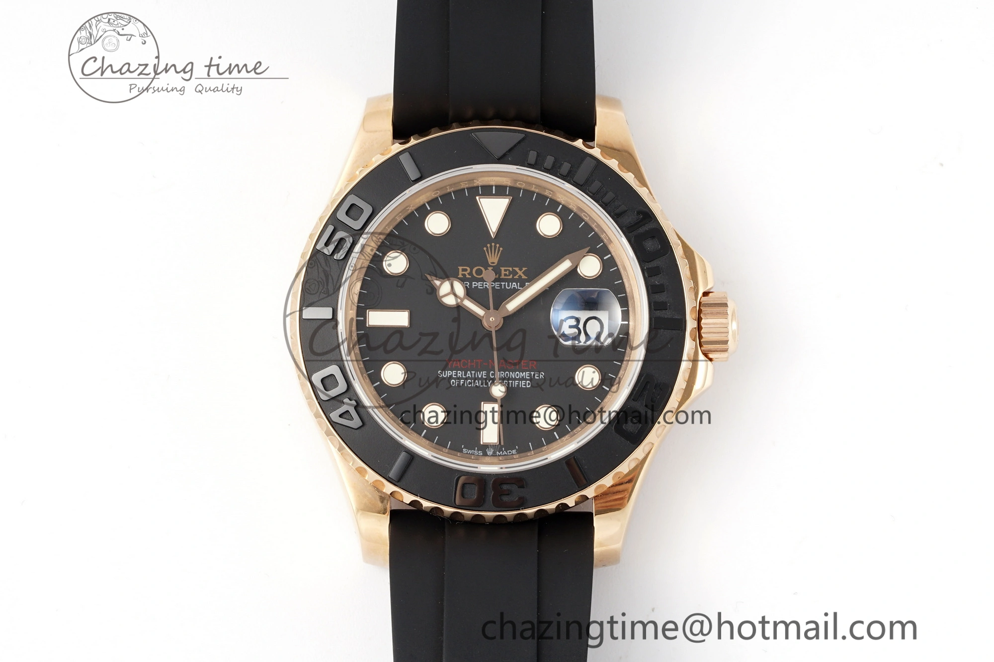Yacht-Master 126655 RG APSF Best Edition Black Dial on Black Rubber Strap A3235