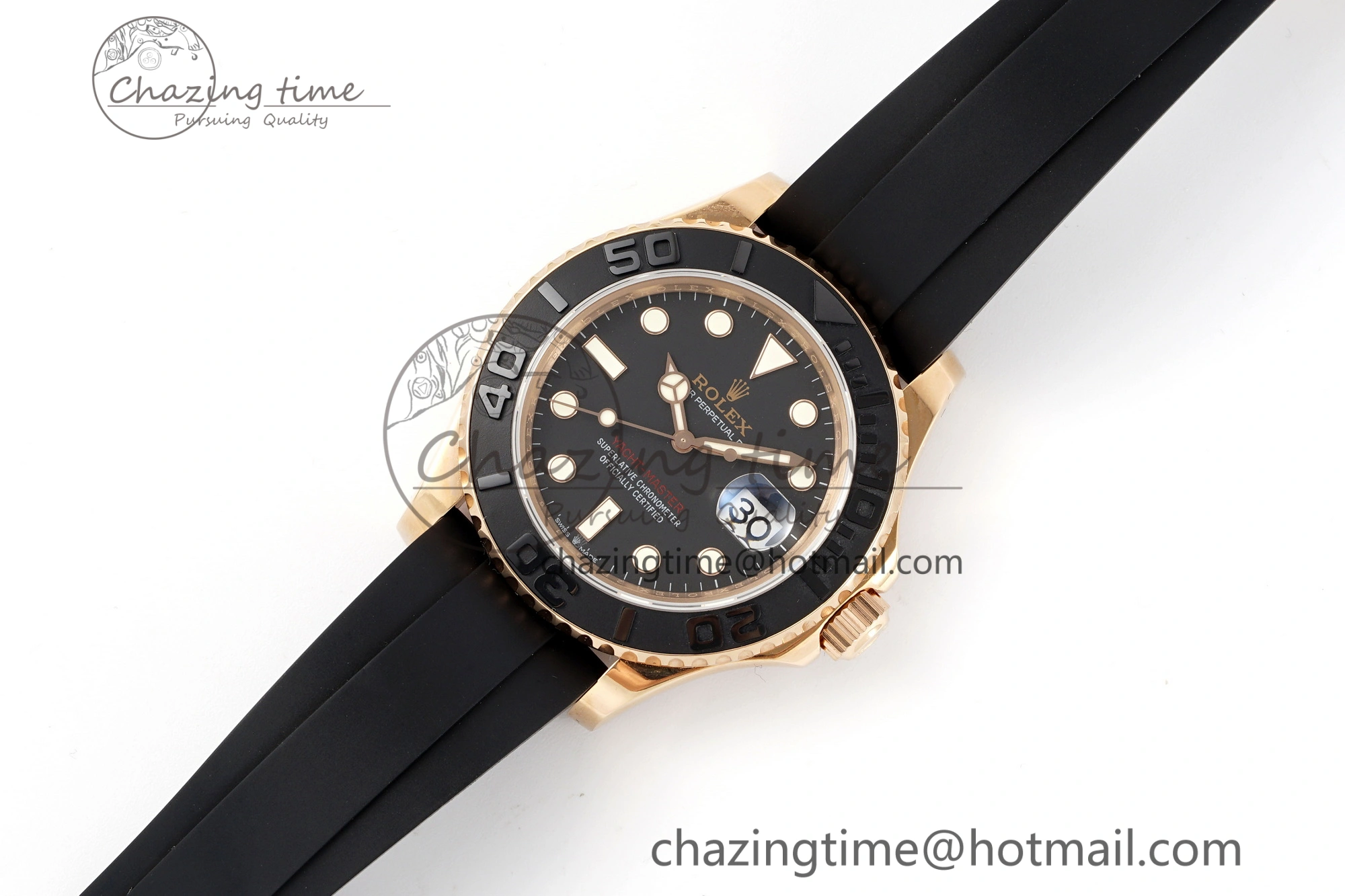 Yacht-Master 126655 RG APSF Best Edition Black Dial on Black Rubber Strap A3235