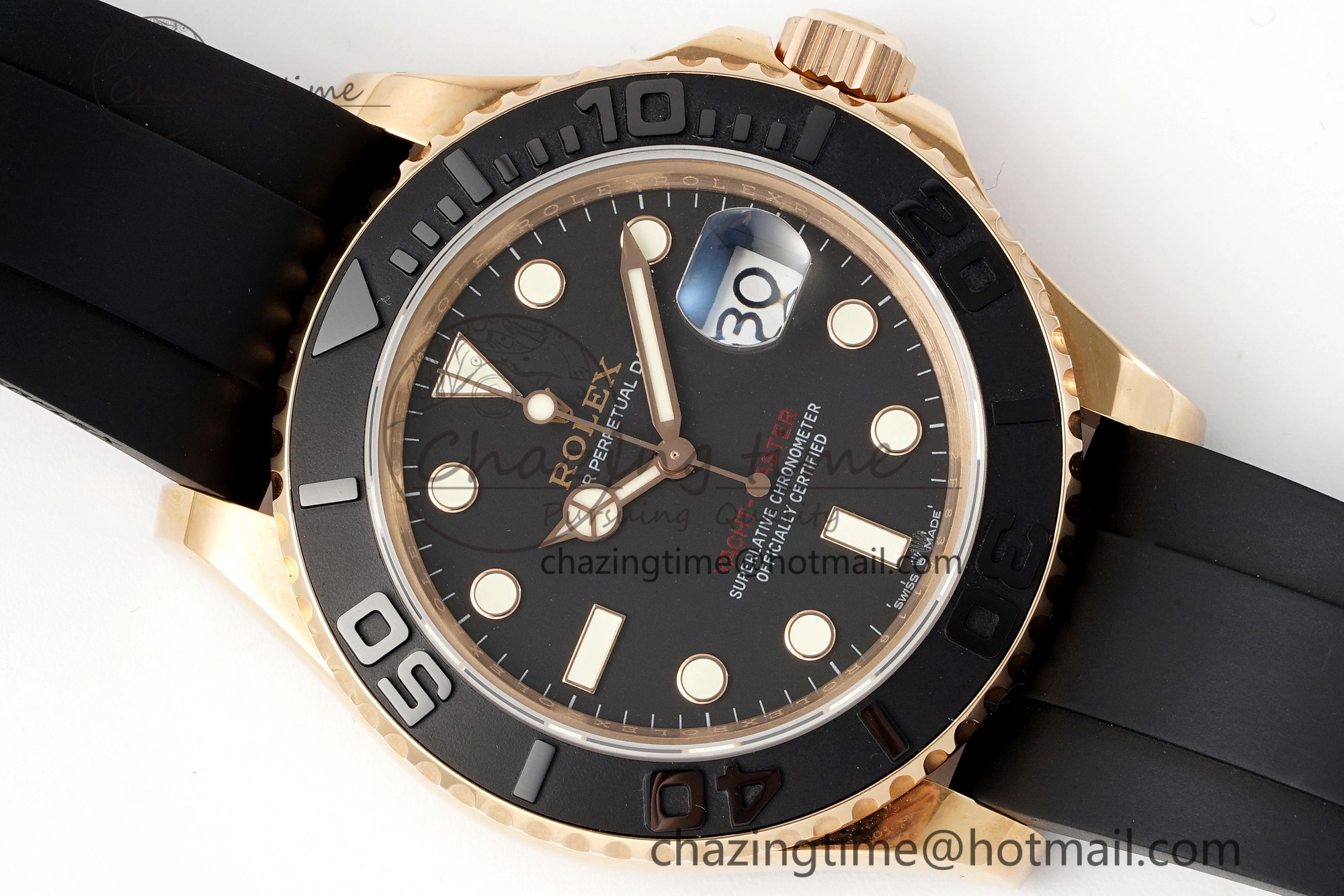 Yacht-Master 126655 RG APSF Best Edition Black Dial on Black Rubber Strap A3235