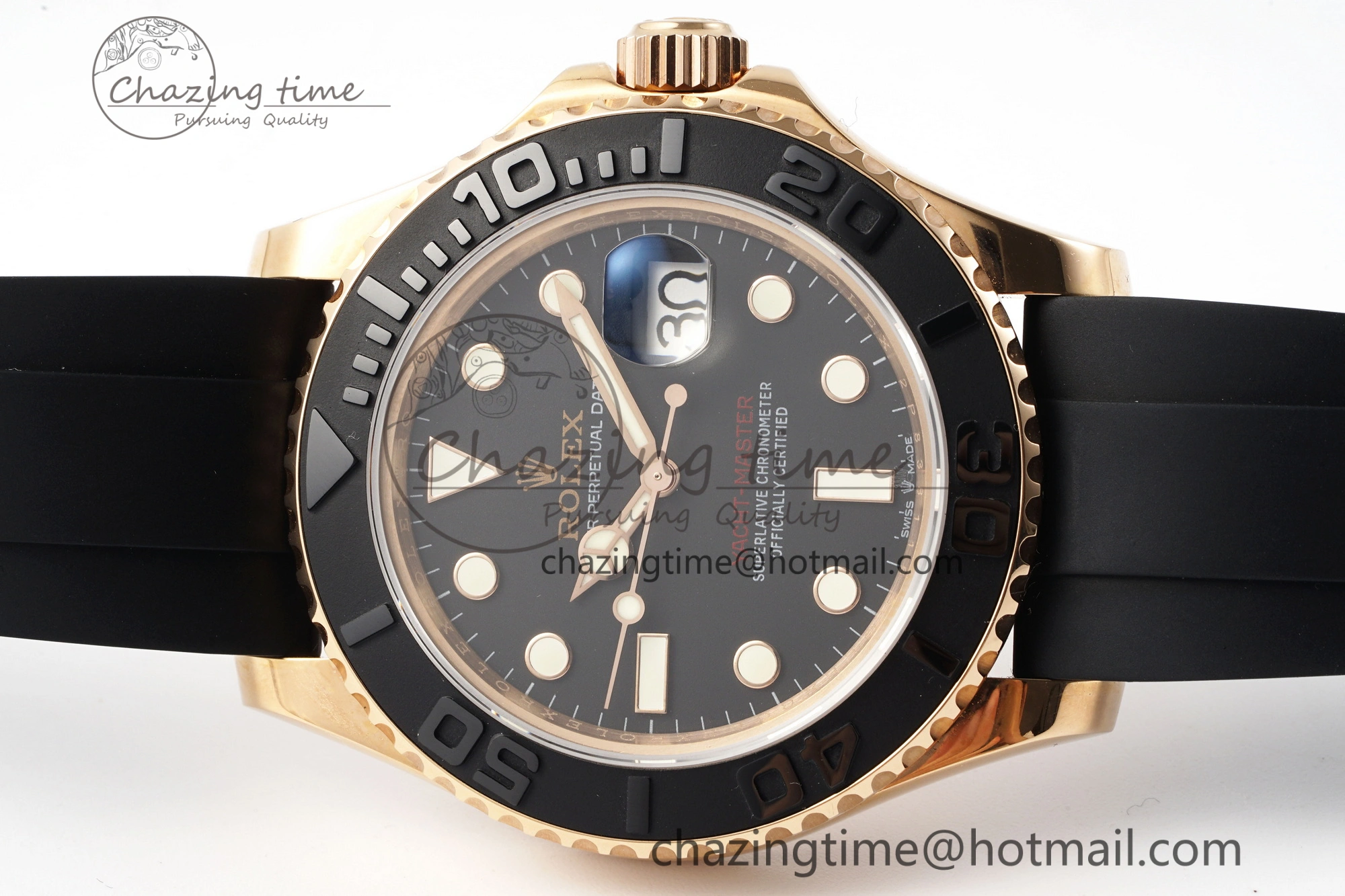Yacht-Master 126655 RG APSF Best Edition Black Dial on Black Rubber Strap A3235
