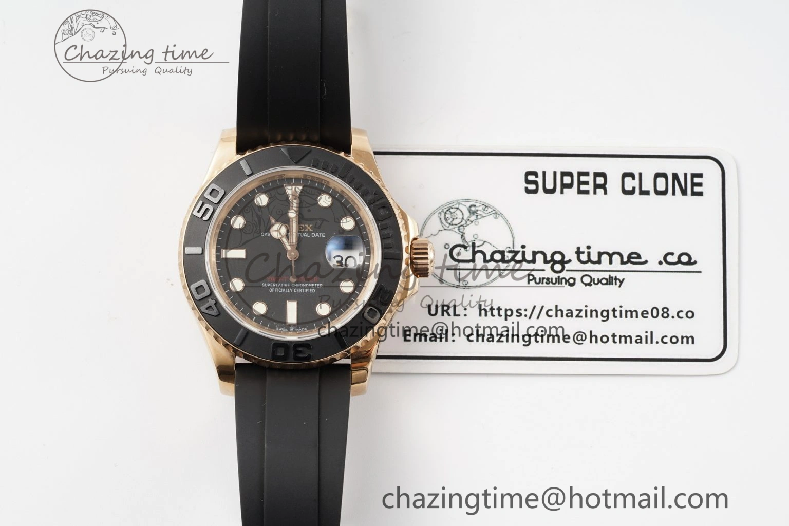 Yacht-Master 126655 RG APSF Best Edition Black Dial on Black Rubber Strap A3235