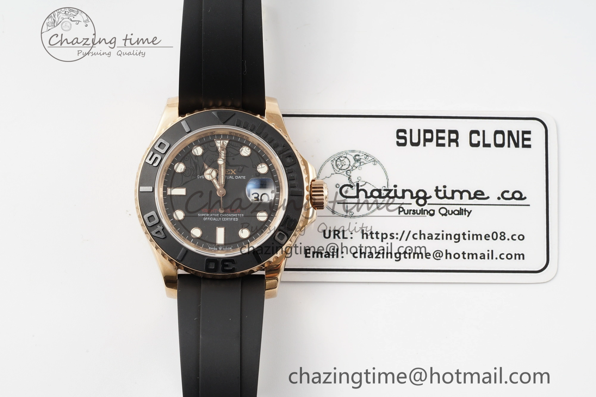 Yacht-Master 126655 RG APSF Best Edition Black Dial on Black Rubber Strap A3235