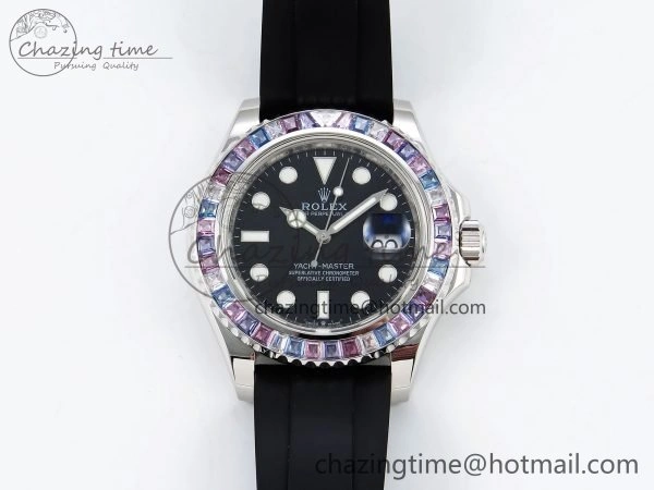 Yacht-Master 226659 KF 1:1 Best Edition Diamonds Bezel WG Wrapped on Oysterflex Strap VR3235 (Gen Weight)