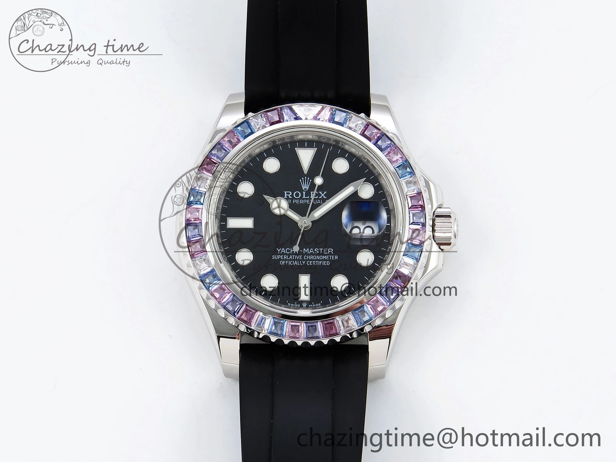 Yacht-Master 226659 KF 1:1 Best Edition Diamonds Bezel WG Wrapped on Oysterflex Strap VR3235 (Gen Weight)