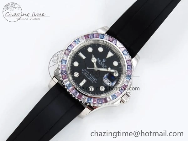 Yacht-Master 226659 KF 1:1 Best Edition Diamonds Bezel WG Wrapped on Oysterflex Strap VR3235 (Gen Weight)