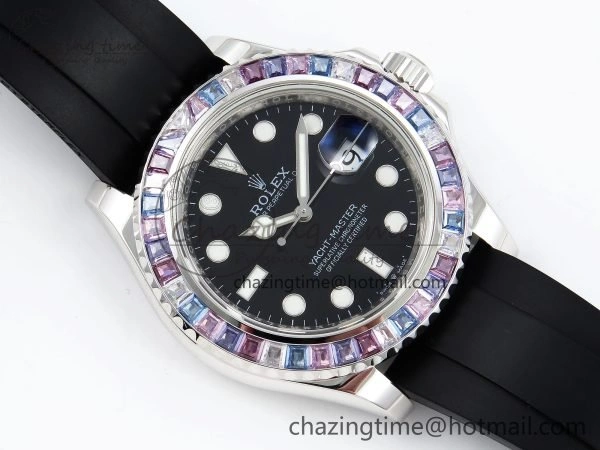 Yacht-Master 226659 KF 1:1 Best Edition Diamonds Bezel WG Wrapped on Oysterflex Strap VR3235 (Gen Weight)