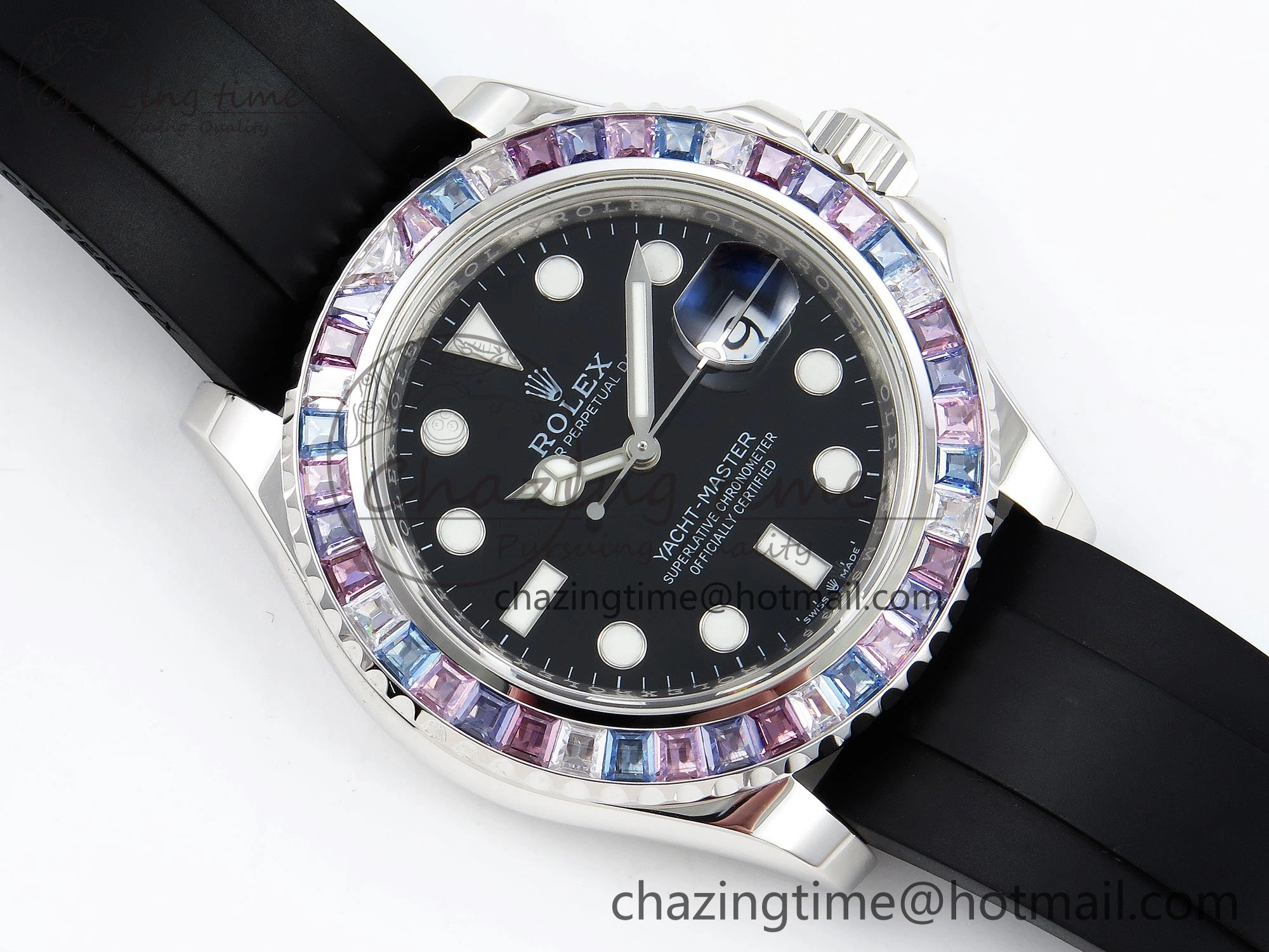 Yacht-Master 226659 KF 1:1 Best Edition Diamonds Bezel WG Wrapped on Oysterflex Strap VR3235 (Gen Weight)