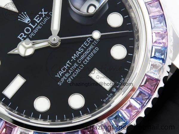 Yacht-Master 226659 KF 1:1 Best Edition Diamonds Bezel WG Wrapped on Oysterflex Strap VR3235 (Gen Weight)