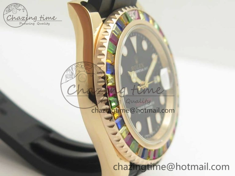 Yacht-Master 40 116695SATS Noob 1:1 Best Edition 904L Case On Black Rubber Strap (Free Extra Strap)