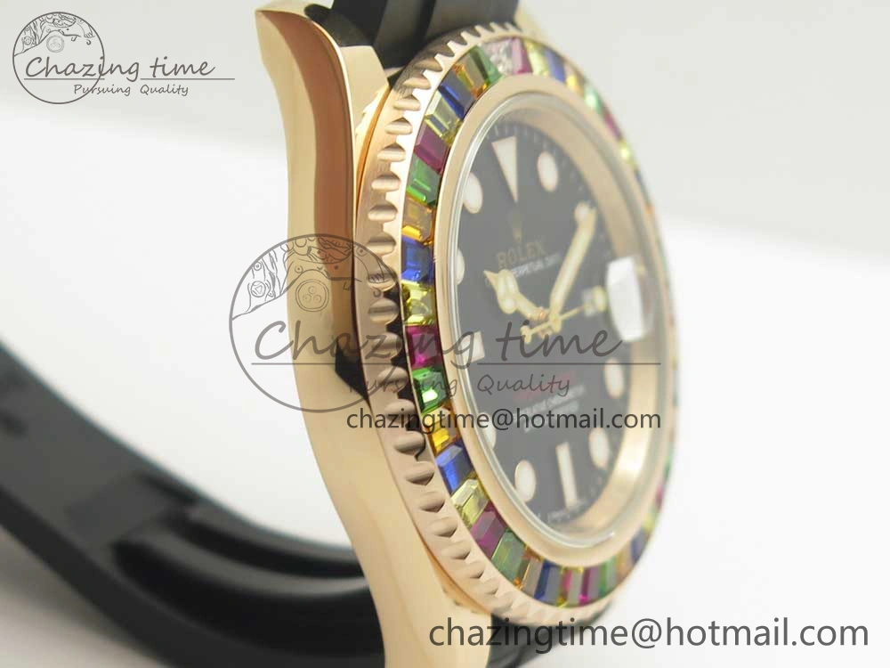 Yacht-Master 40 116695SATS Noob 1:1 Best Edition 904L Case On Black Rubber Strap (Free Extra Strap)