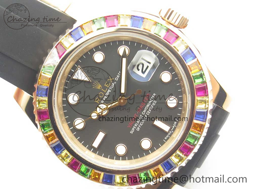 Yacht-Master 40 116695SATS Noob 1:1 Best Edition 904L Case On Black Rubber Strap (Free Extra Strap)