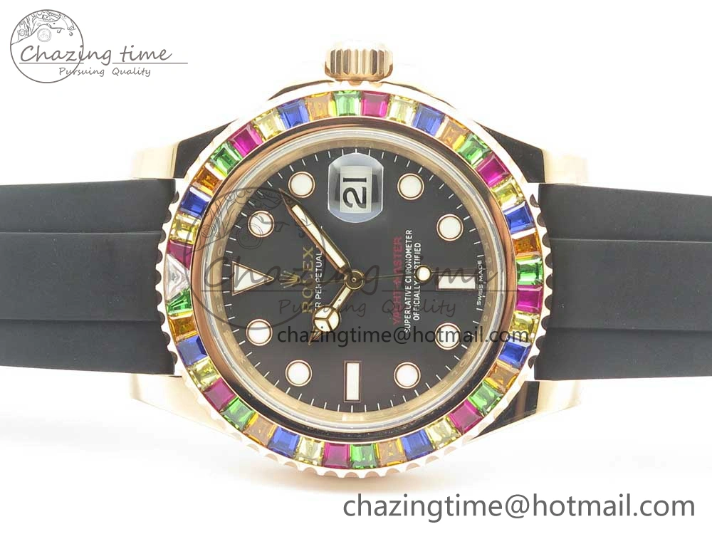 Yacht-Master 40 116695SATS Noob 1:1 Best Edition 904L Case On Black Rubber Strap (Free Extra Strap)