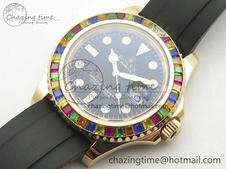 Yacht-Master 40 116695SATS Noob 1:1 Best Edition 904L Case On Black Rubber Strap (Free Extra Strap)