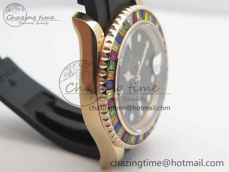 Yacht-Master 40mm 116695SATS BP Maker Best Edition Crystal Bezel On Black Rubber Strap A2824