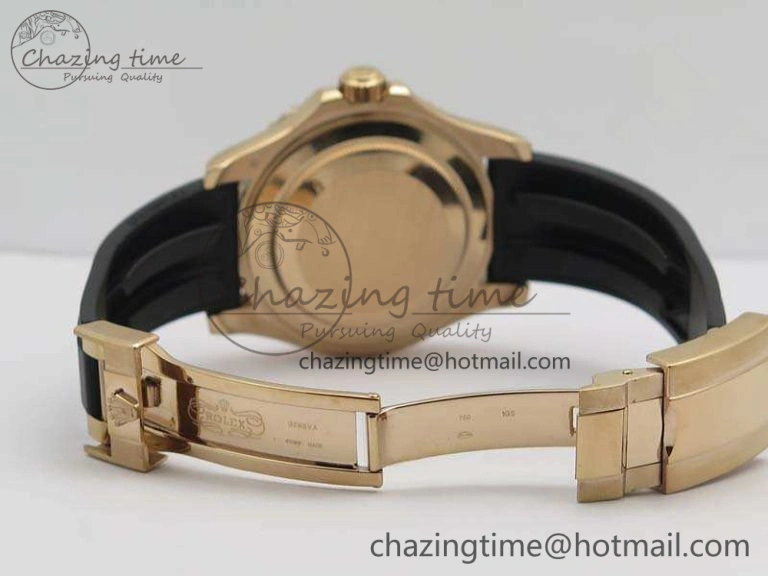 Yacht-Master 40mm 116695SATS BP Maker Best Edition Crystal Bezel On Black Rubber Strap Swiss ETA2824