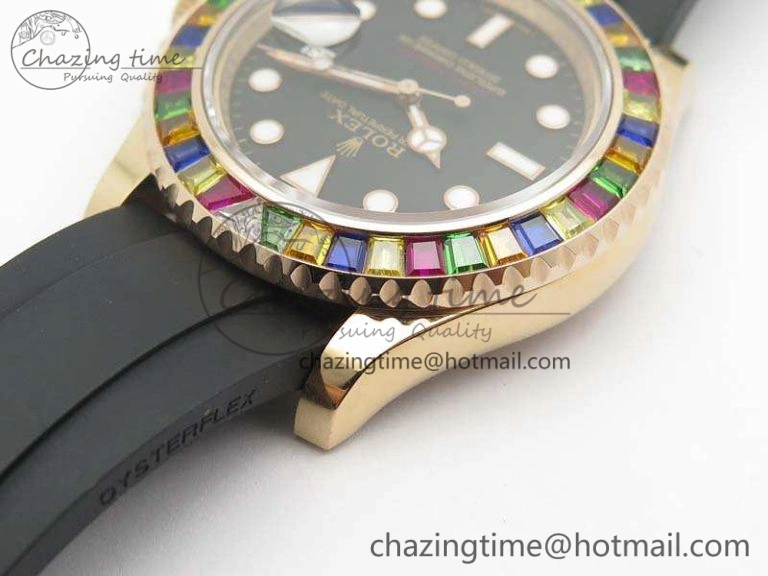 Yacht-Master 40mm 116695SATS BP Maker Best Edition Crystal Bezel On Black Rubber Strap Swiss ETA2824