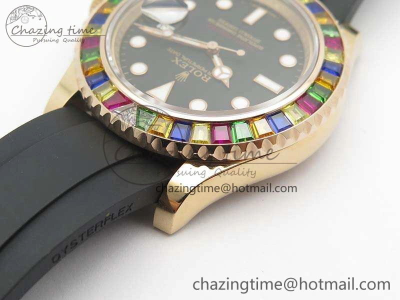 Yacht-Master 40mm 116695SATS BP Maker Best Edition Crystal Bezel On Black Rubber Strap Swiss ETA2824