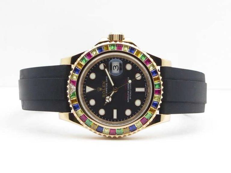 Yacht-Master 40mm 116695SATS Noob 1:1 Best Edition On Black Rubber Strap A2836 (Free Extra Strap)