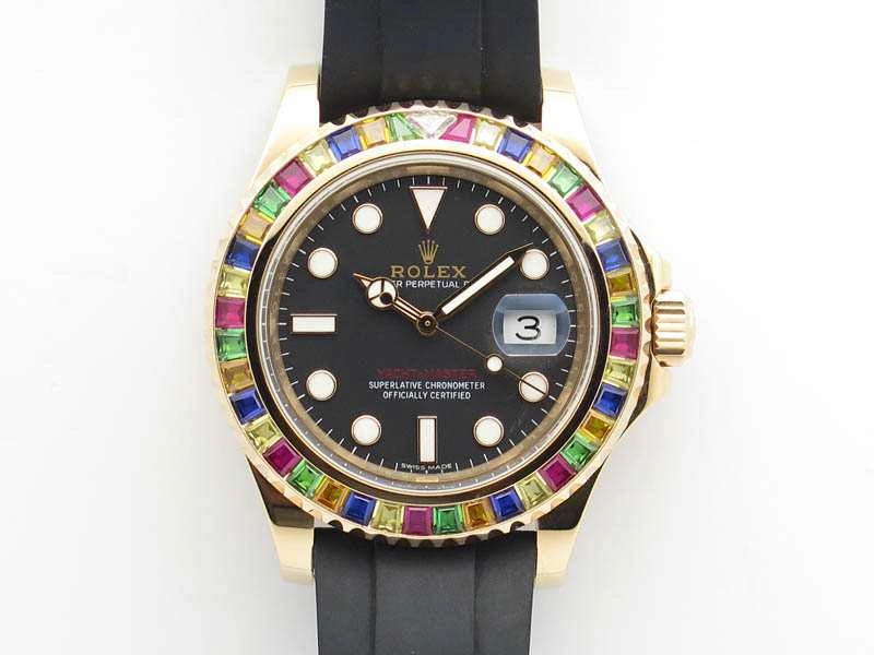 Yacht-Master 40mm 116695SATS Noob 1:1 Best Edition On Black Rubber Strap A2836 (Free Extra Strap)